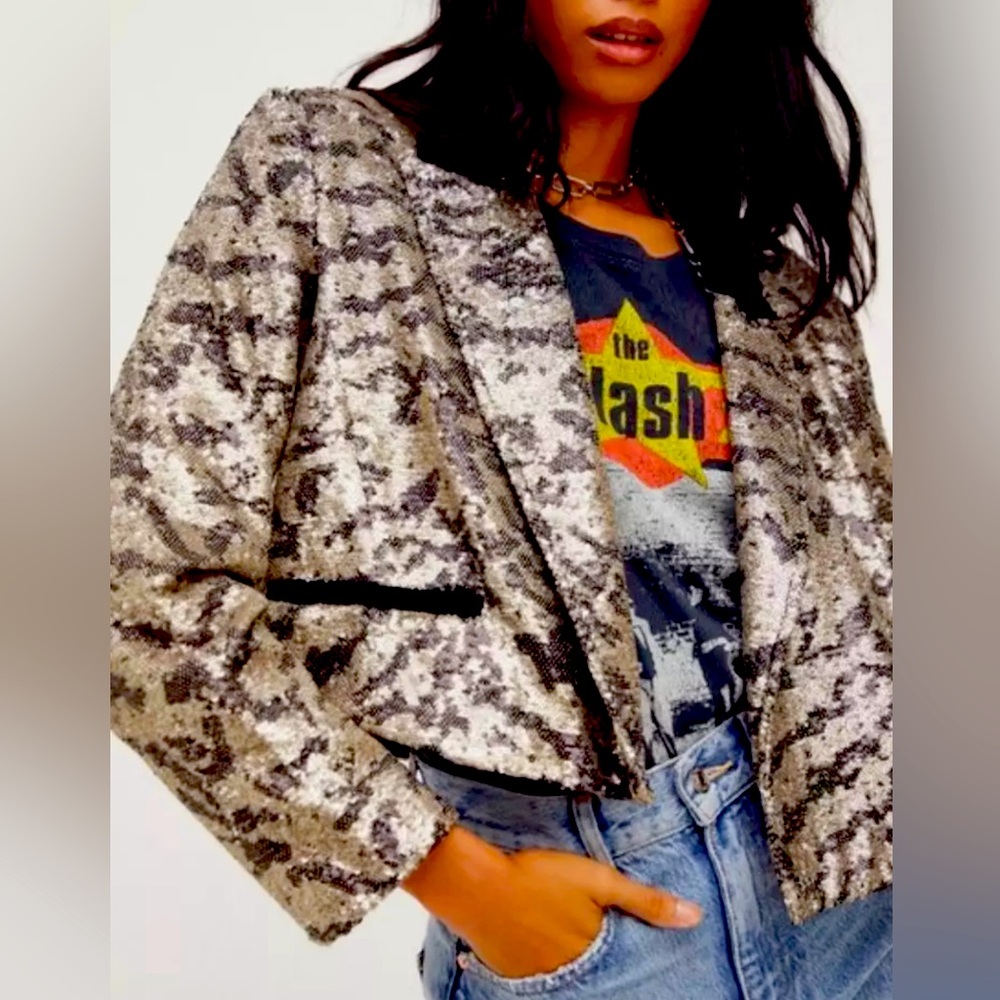Free People Sequin, and velvet jacket